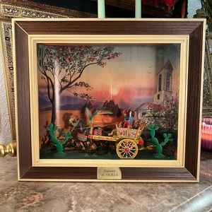 Vintage Sicilian Italian Folk Art miniature Horse And people Souvenir in box 60s